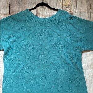 White stag Size 22W Teal Textured Short Sleeve Sweater
